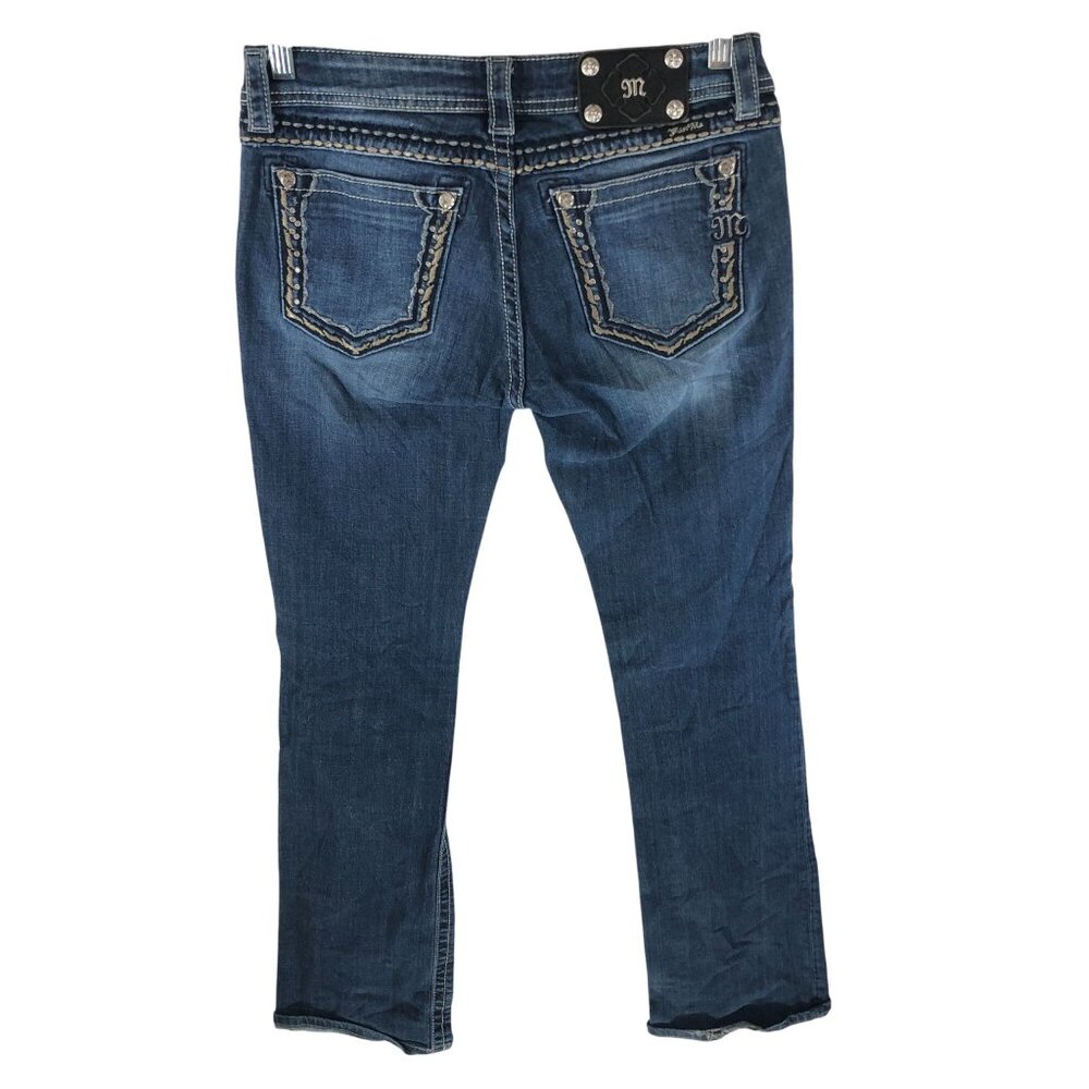 Miss Me Womens Jeans JS5408B8 Boot Cut Embellished Embroidered Low Rise 29